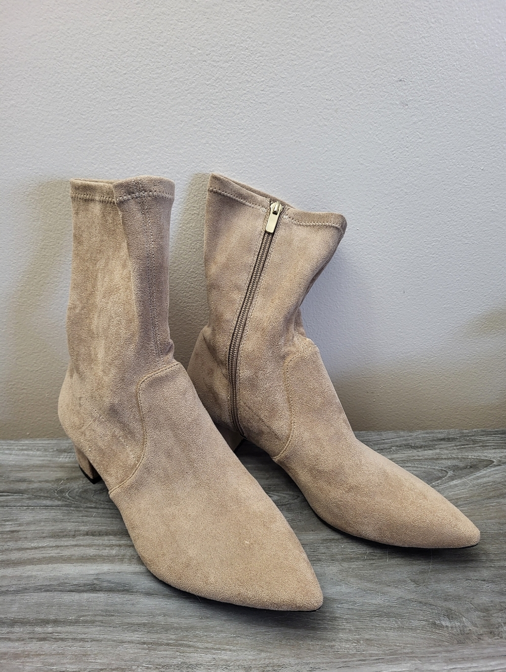 Anthropologie Silent D Auston Boots Tan Faux Suede Size 40 - Picture 2 of 12